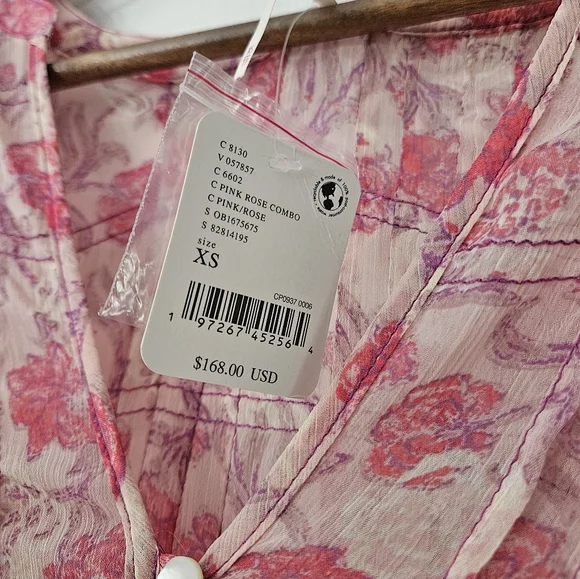 Free people pink floral Women's See Ot through maxi Dress xs NWT - Picture 5 of 14